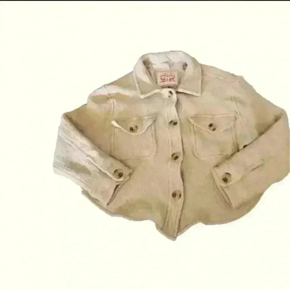 Levis Womens Cropped Wool Blend Shacket In Oat L - Picture 6 of 14